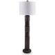 Fiona Floor Lamp | Carved Base | Fabric Shade | Black Textured Polyresin 64"