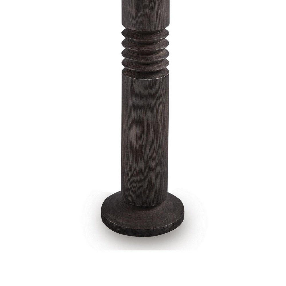 Fiona Floor Lamp | Carved Base | Fabric Shade | Black Textured Polyresin 64"