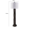 Fiona Floor Lamp | Carved Base | Fabric Shade | Black Textured Polyresin 64"