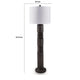 Fiona Floor Lamp | Carved Base | Fabric Shade | Black Textured Polyresin 64"