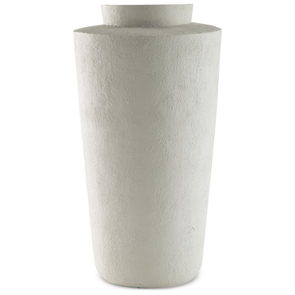 Fauna Floor Vase with Asymmetrical Top Rim | Cream Textured Polyresin 30"
