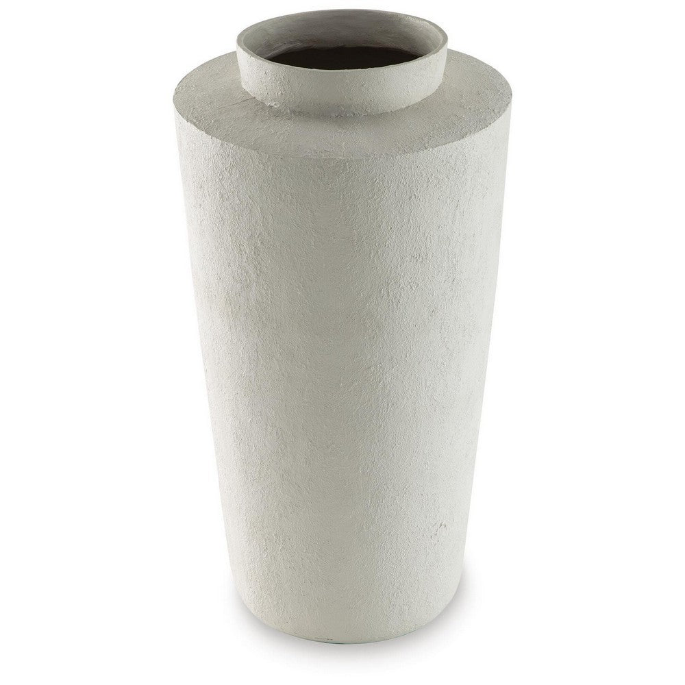 Fauna Floor Vase with Asymmetrical Top Rim | Cream Textured Polyresin 30"