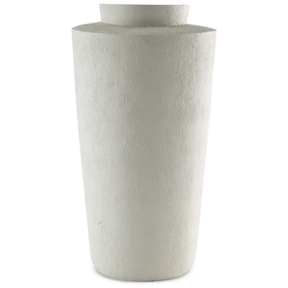 Fauna Floor Vase with Asymmetrical Top Rim | Cream Textured Polyresin 30"