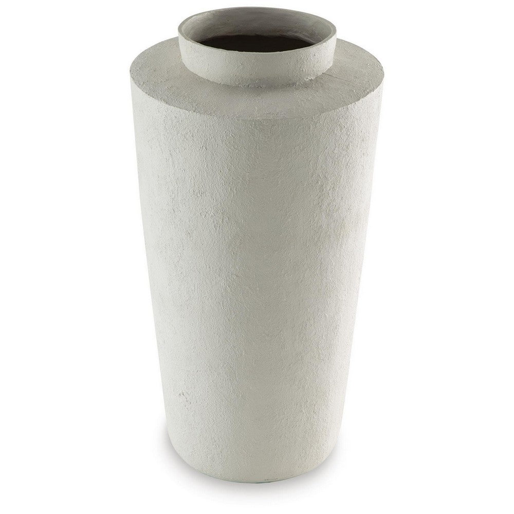 Fauna Floor Vase with Asymmetrical Top Rim | Cream Textured Polyresin 30"