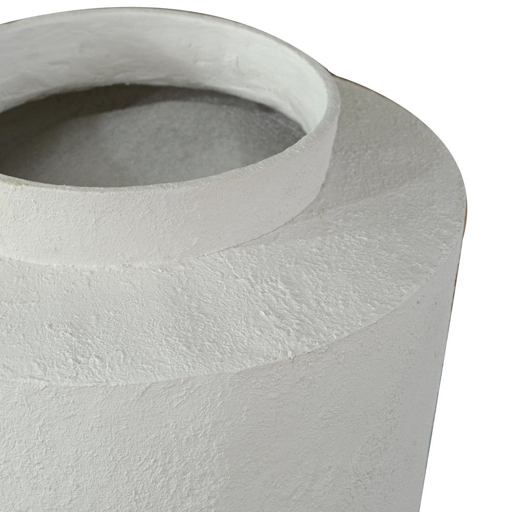 Fauna Floor Vase with Asymmetrical Top Rim | Cream Textured Polyresin 30"