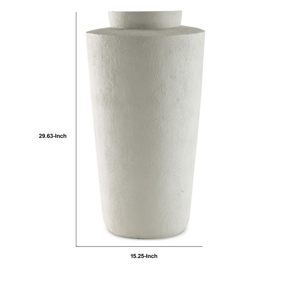 Fauna Floor Vase with Asymmetrical Top Rim | Cream Textured Polyresin 30"