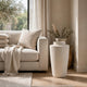 Fauna Floor Vase with Asymmetrical Top Rim | Cream Textured Polyresin 30"