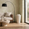 Fauna Floor Vase with Asymmetrical Top Rim | Cream Textured Polyresin 30"