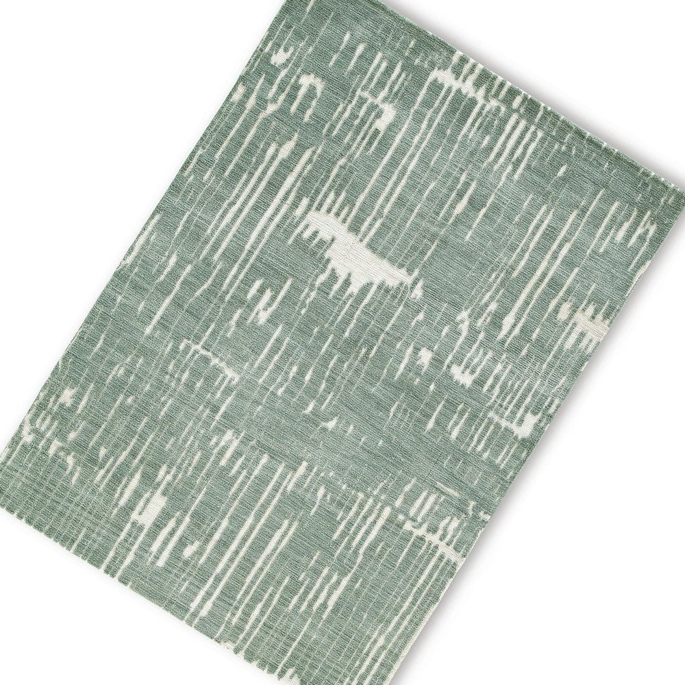 Cayo Medium Area Rug with Striped Abstract Patterns | Teal-White Polyester 5x7