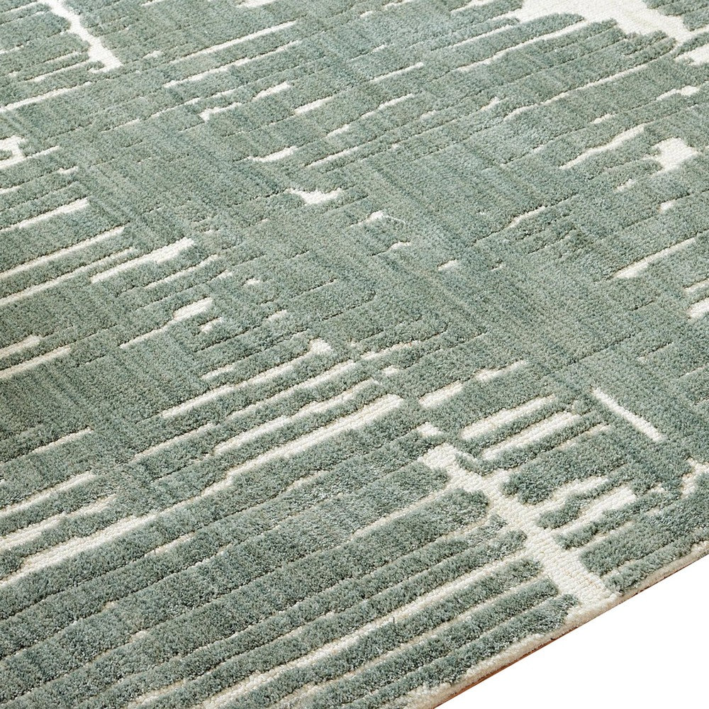 Cayo Medium Area Rug with Striped Abstract Patterns | Teal-White Polyester 5x7