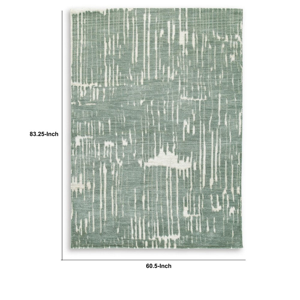 Cayo Medium Area Rug with Striped Abstract Patterns | Teal-White Polyester 5x7