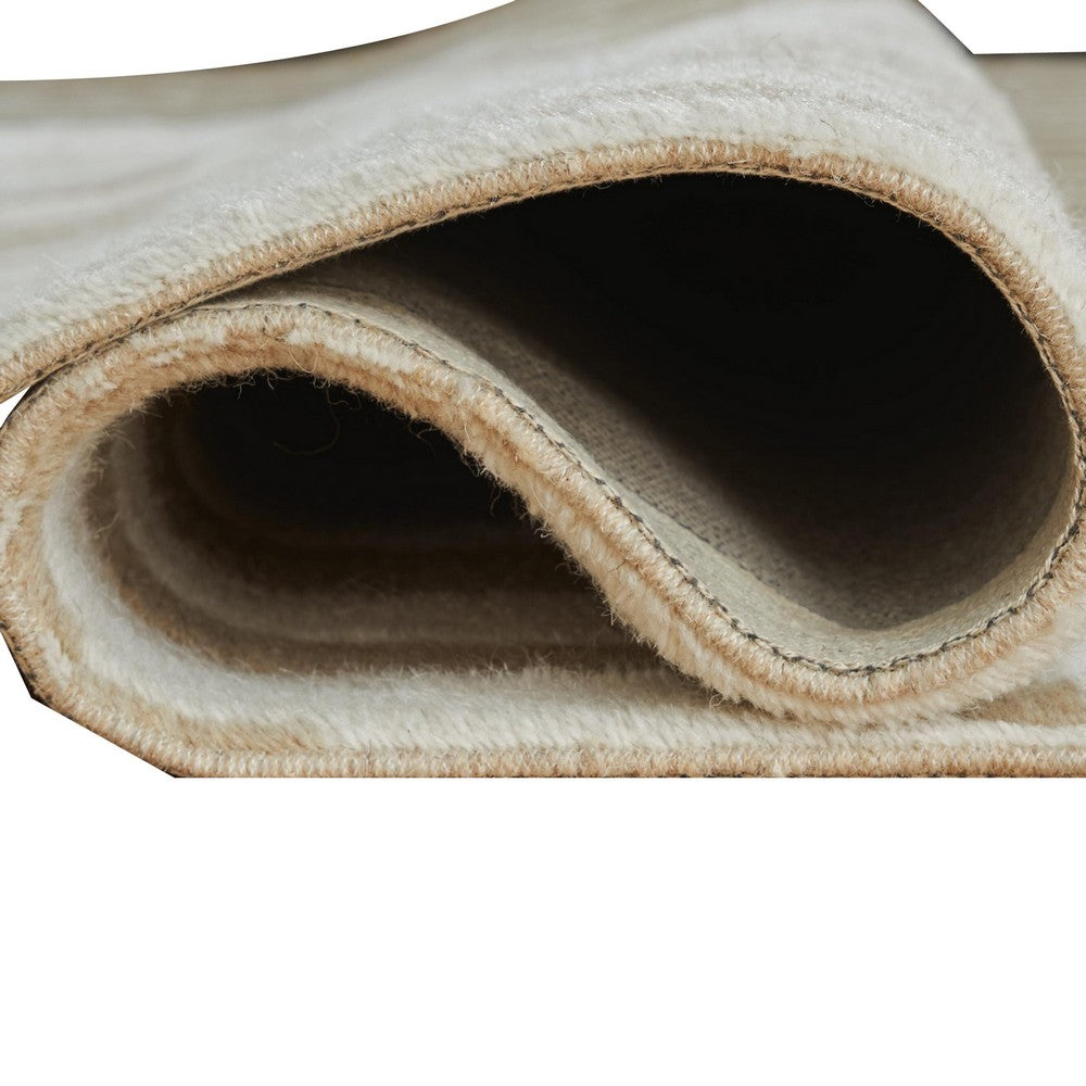 Bella Medium Area Rug with Beige-White Abstract Design | Wool Polyester 5x7