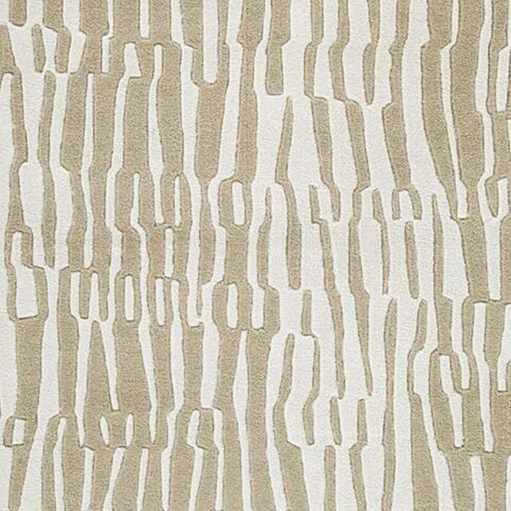 Bella Medium Area Rug with Beige-White Abstract Design | Wool Polyester 5x7