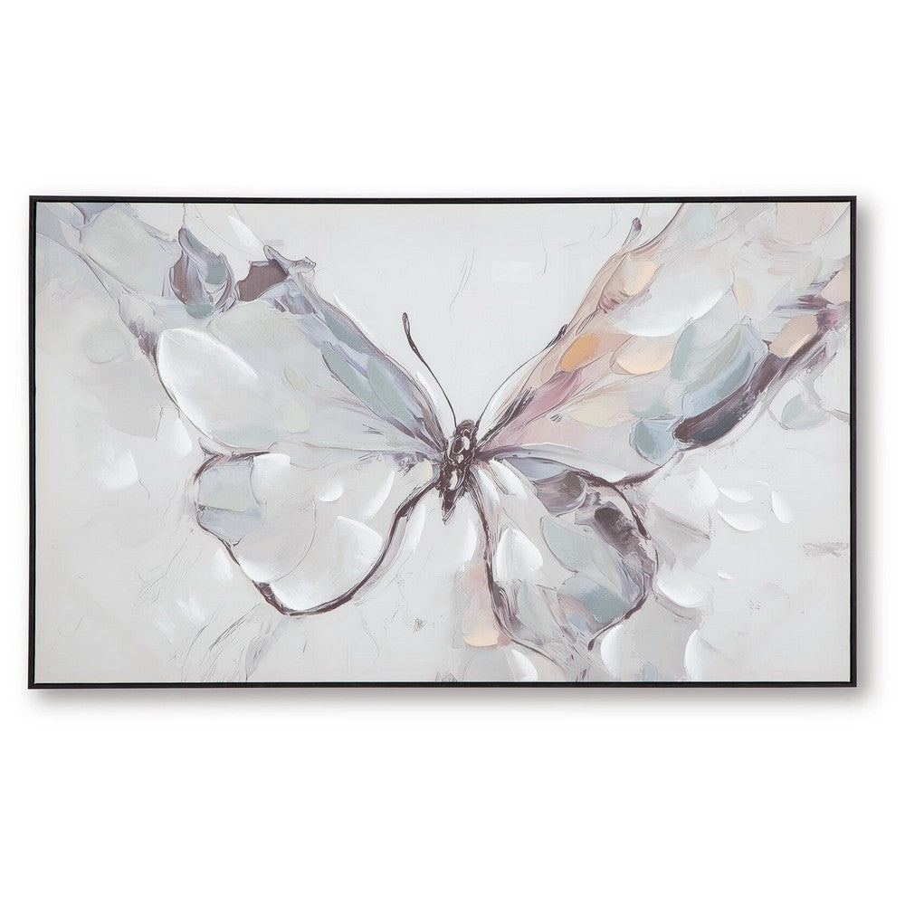 Daizy H&-Painted Butterfly Wall Art | Black Frame | Canvas | Multicolor 36x60