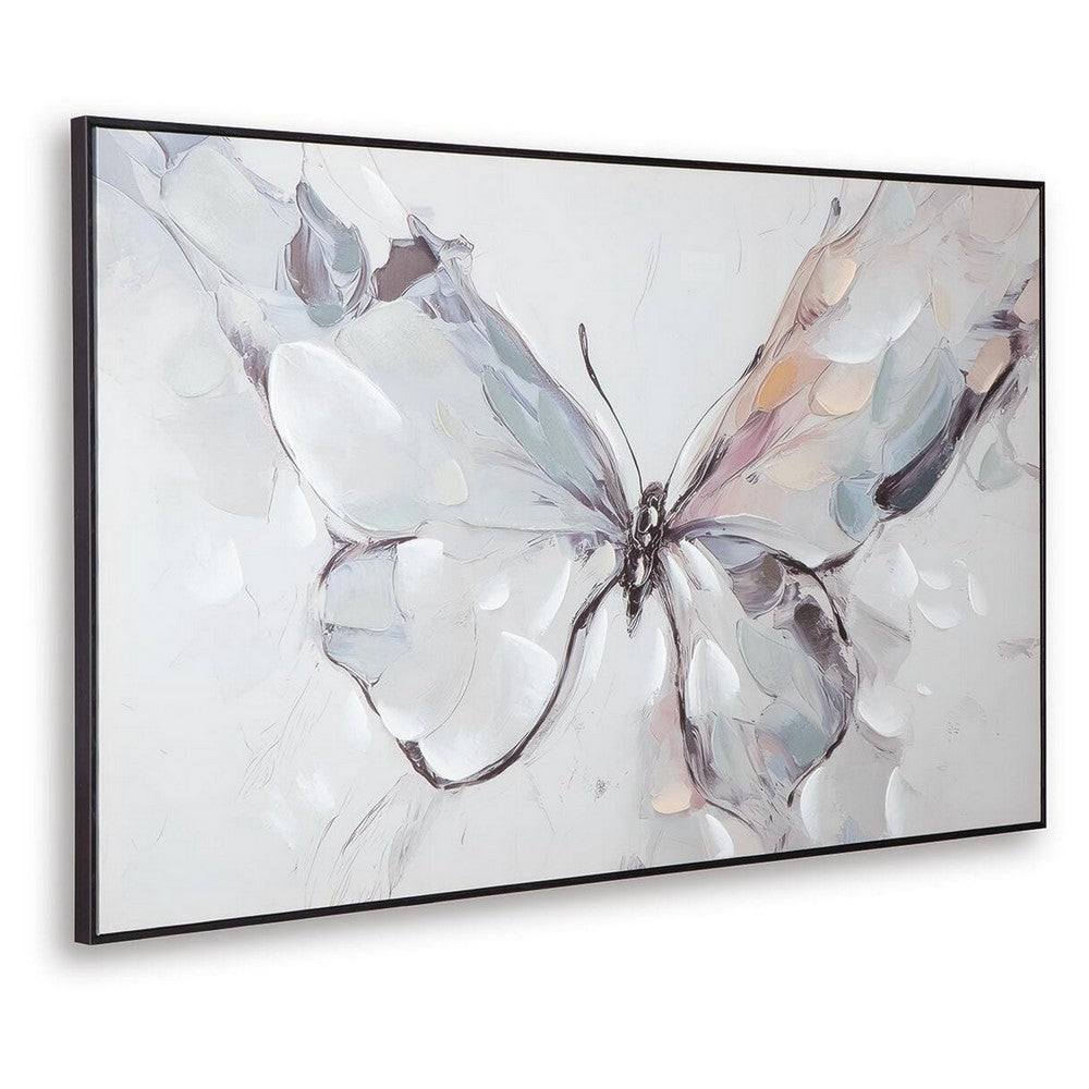 Daizy H&-Painted Butterfly Wall Art | Black Frame | Canvas | Multicolor 36x60