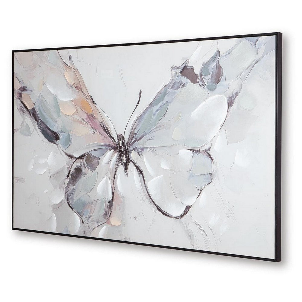 Daizy H&-Painted Butterfly Wall Art | Black Frame | Canvas | Multicolor 36x60