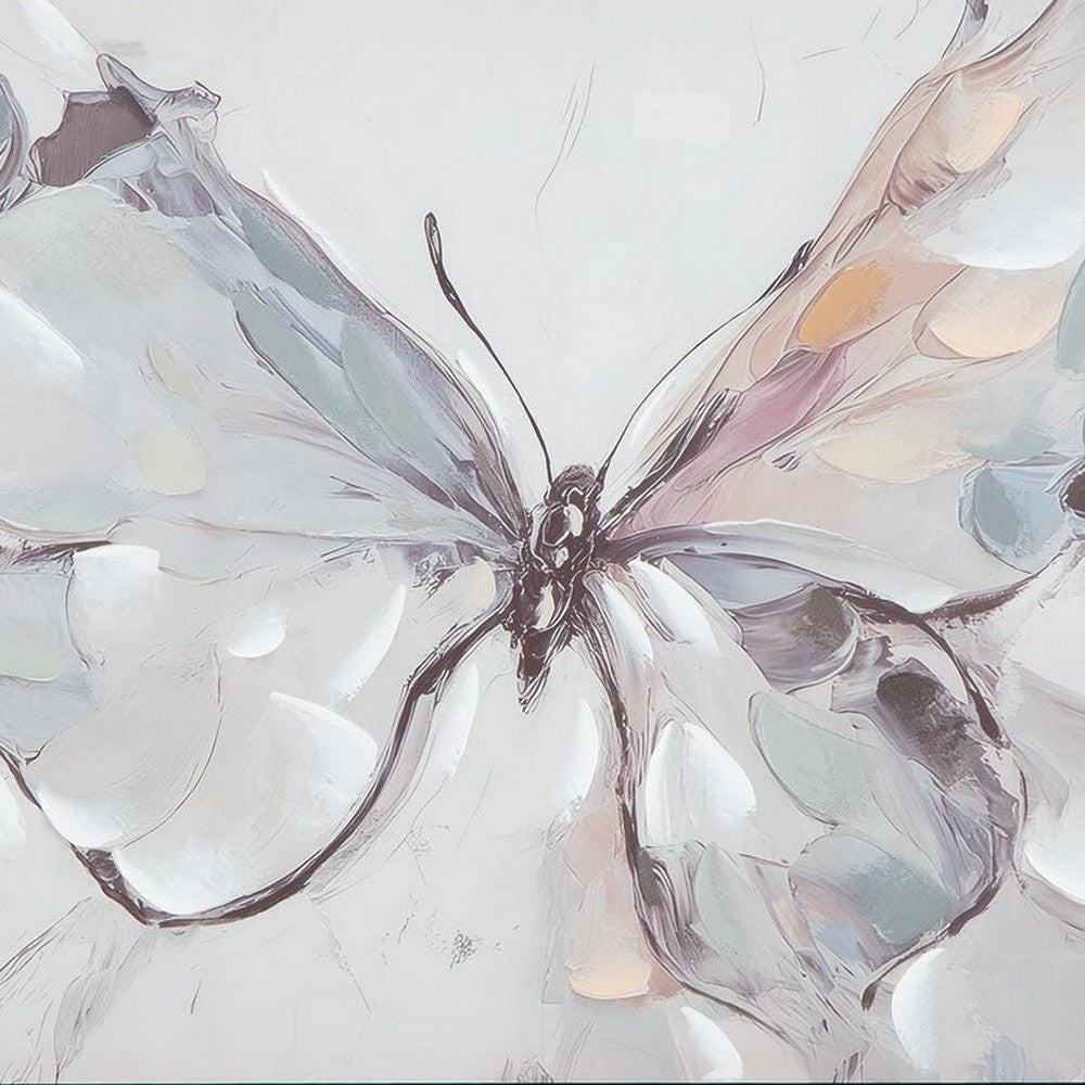 Daizy H&-Painted Butterfly Wall Art | Black Frame | Canvas | Multicolor 36x60