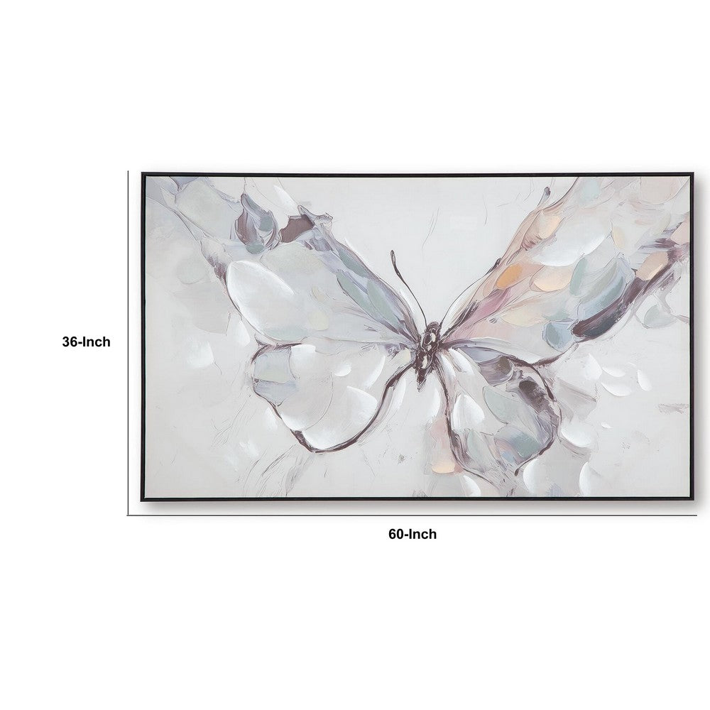 Daizy H&-Painted Butterfly Wall Art | Black Frame | Canvas | Multicolor 36x60
