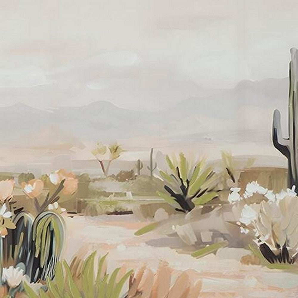 Sidd Desert-Bloom Wall Art with Black Framed Canvas | Neutral Hues 36x60