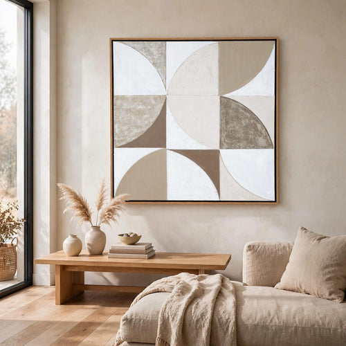 Harun Wall Art with Abstract Geometric Design | Multicolor Canvas 40x40