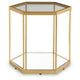 Veryl Accent Cocktail Table with Glass Top | Gold Hexagonal Metal Frame 18"