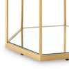 Veryl Accent Cocktail Table with Glass Top | Gold Hexagonal Metal Frame 18"