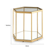 Veryl Accent Cocktail Table with Glass Top | Gold Hexagonal Metal Frame 18"