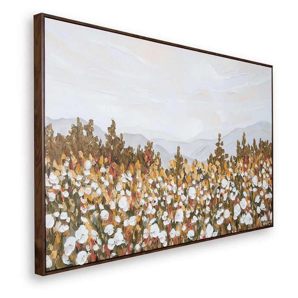 Enima Floral L&scape Wall Art with Wood Frame | Multicolor Canvas 36x60