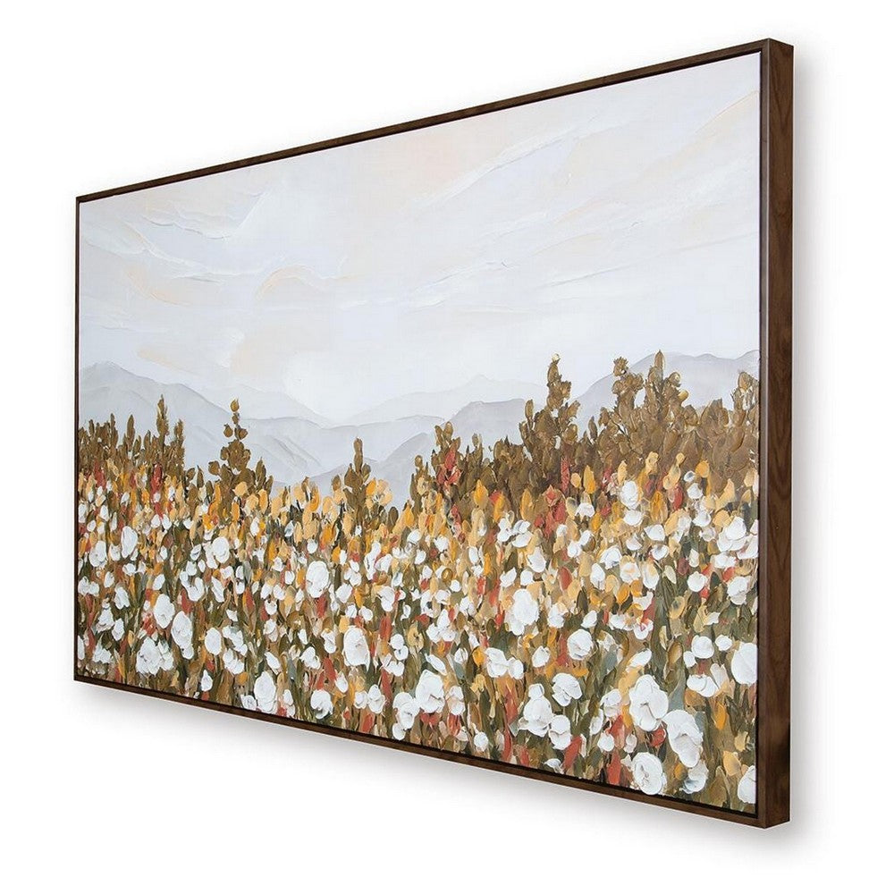 Enima Floral L&scape Wall Art with Wood Frame | Multicolor Canvas 36x60