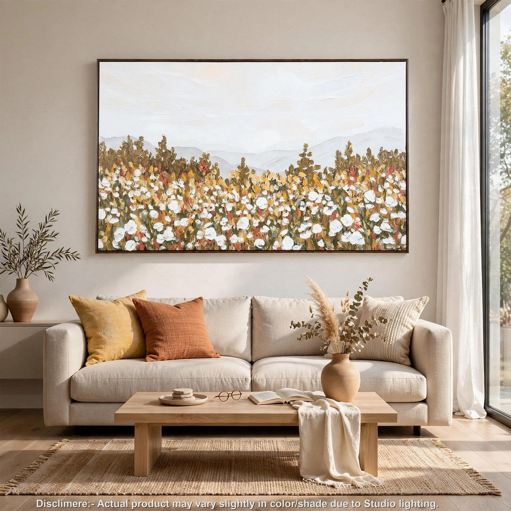 Enima Floral L&scape Wall Art with Wood Frame | Multicolor Canvas 36x60