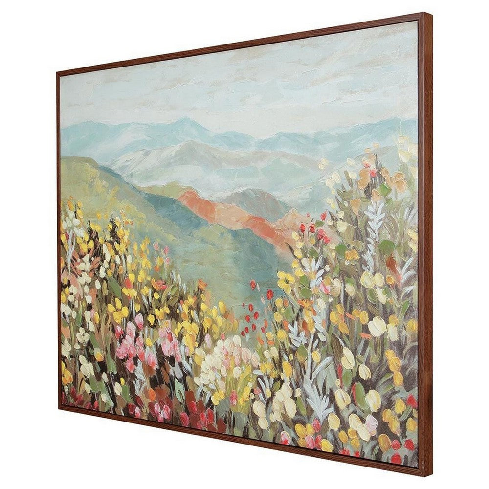 Prado Wall Art | Floral L&scape with Mountain View | Multicolor Canvas 40x50