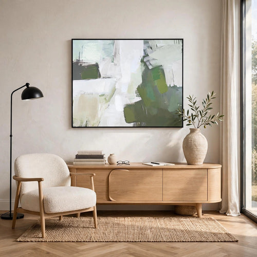 Enid Wall Art with Brushstroke Details | Multicolor Canvas | Black Frame 40x50