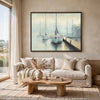 Barny Wall Art with Sailboat Design | Blue-Brown Gallery Framed Canvas 40x50