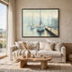 Barny Wall Art with Sailboat Design | Blue-Brown Gallery Framed Canvas 40x50
