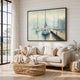 Barny Wall Art with Sailboat Design | Blue-Brown Gallery Framed Canvas 40x50