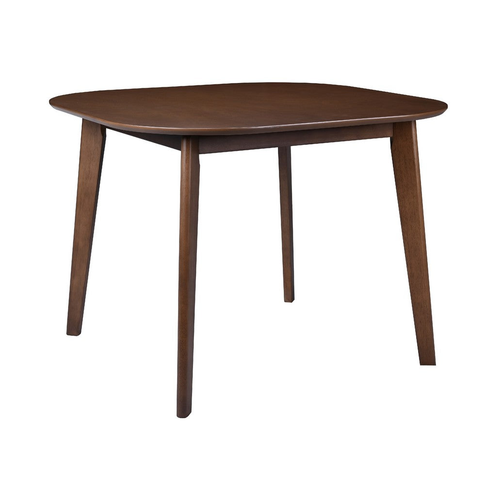 Mila Dining Table |  Square Top | Rounded Edges | Walnut Brown Wood 39"