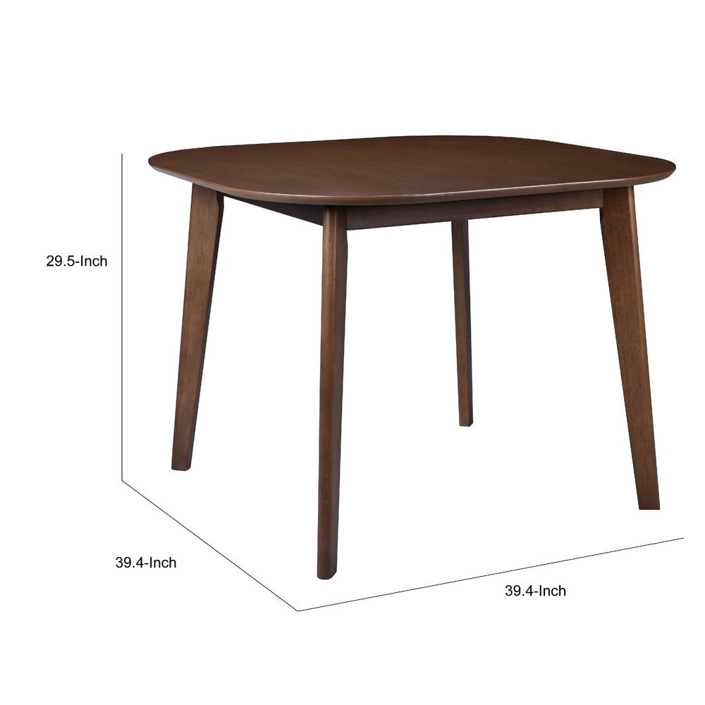 Mila Dining Table |  Square Top | Rounded Edges | Walnut Brown Wood 39"
