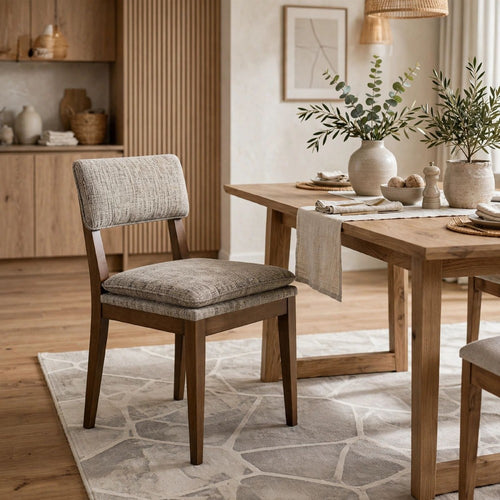Mila Dining Side Chair Set of 2 | Open Back | Polyester Cushions | Brown
