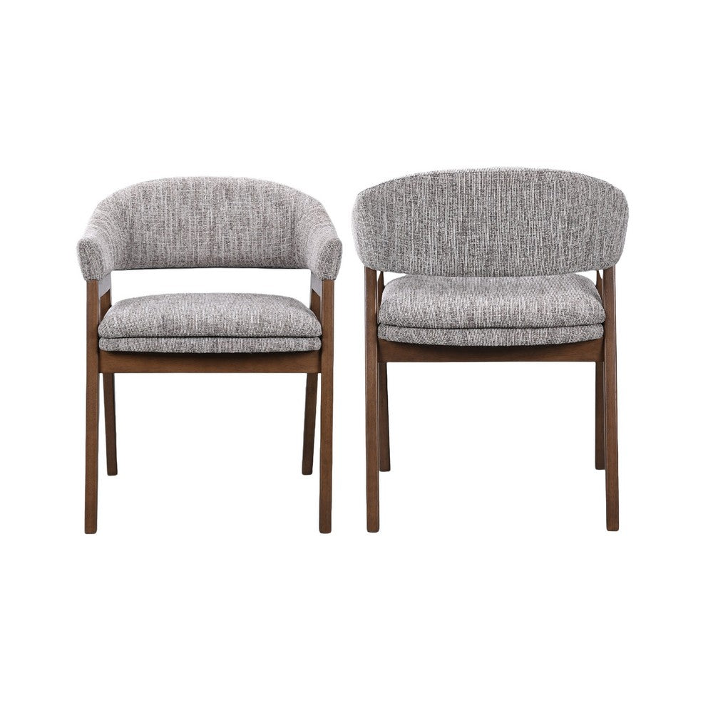 Mila Dining Armchair Set of 2 | Curved Back | Polyester Cushions | Brown