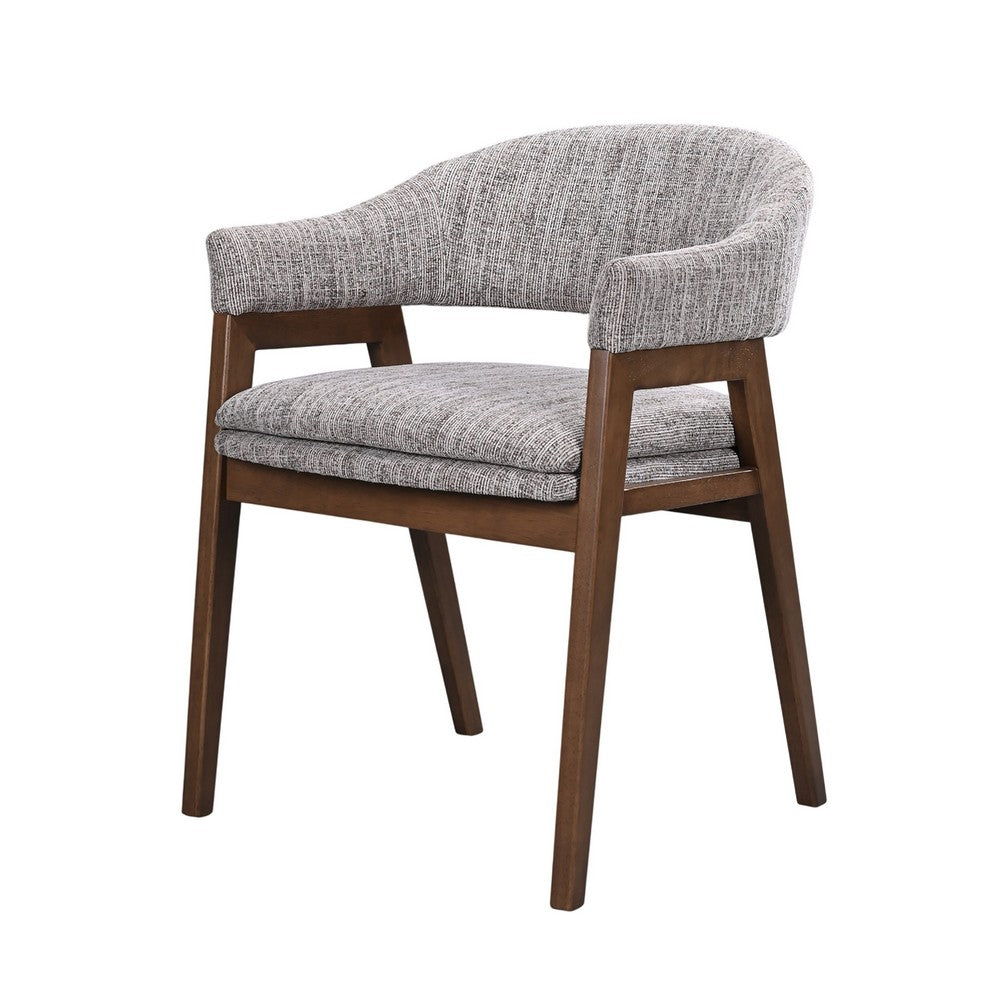 Mila Dining Armchair Set of 2 | Curved Back | Polyester Cushions | Brown