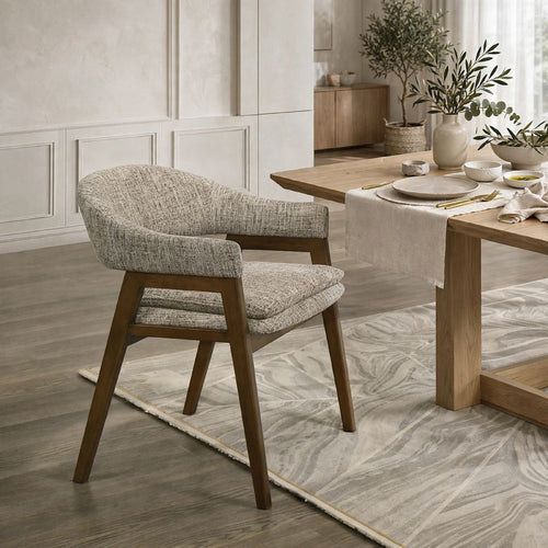Mila Dining Armchair Set of 2 | Curved Back | Polyester Cushions | Brown