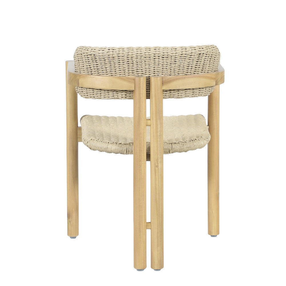 Seno Outdoor Chair Set of 2 | Curved Back | Beige Wicker Seat | Natural Wood
