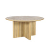 Seno Outdoor Round Dining Table | Slatted Design | Natural Brown 59"