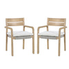 Arina Outdoor Dining Chair Set of 2 | Padded Seat | Gray Wicker | Brown
