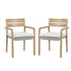 Arina Outdoor Dining Chair Set of 2 | Padded Seat | Gray Wicker | Brown