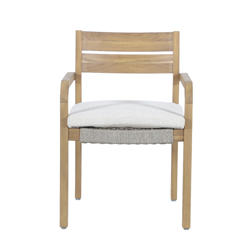 Arina Outdoor Dining Chair Set of 2 | Padded Seat | Gray Wicker | Brown