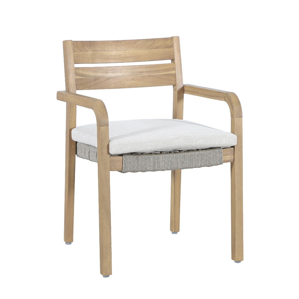 Arina Outdoor Dining Chair Set of 2 | Padded Seat | Gray Wicker | Brown