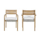 Arina Outdoor Dining Chair Set of 2 | Padded Seat | Gray Wicker | Brown