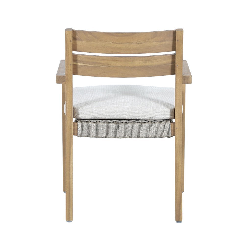 Arina Outdoor Dining Chair Set of 2 | Padded Seat | Gray Wicker | Brown