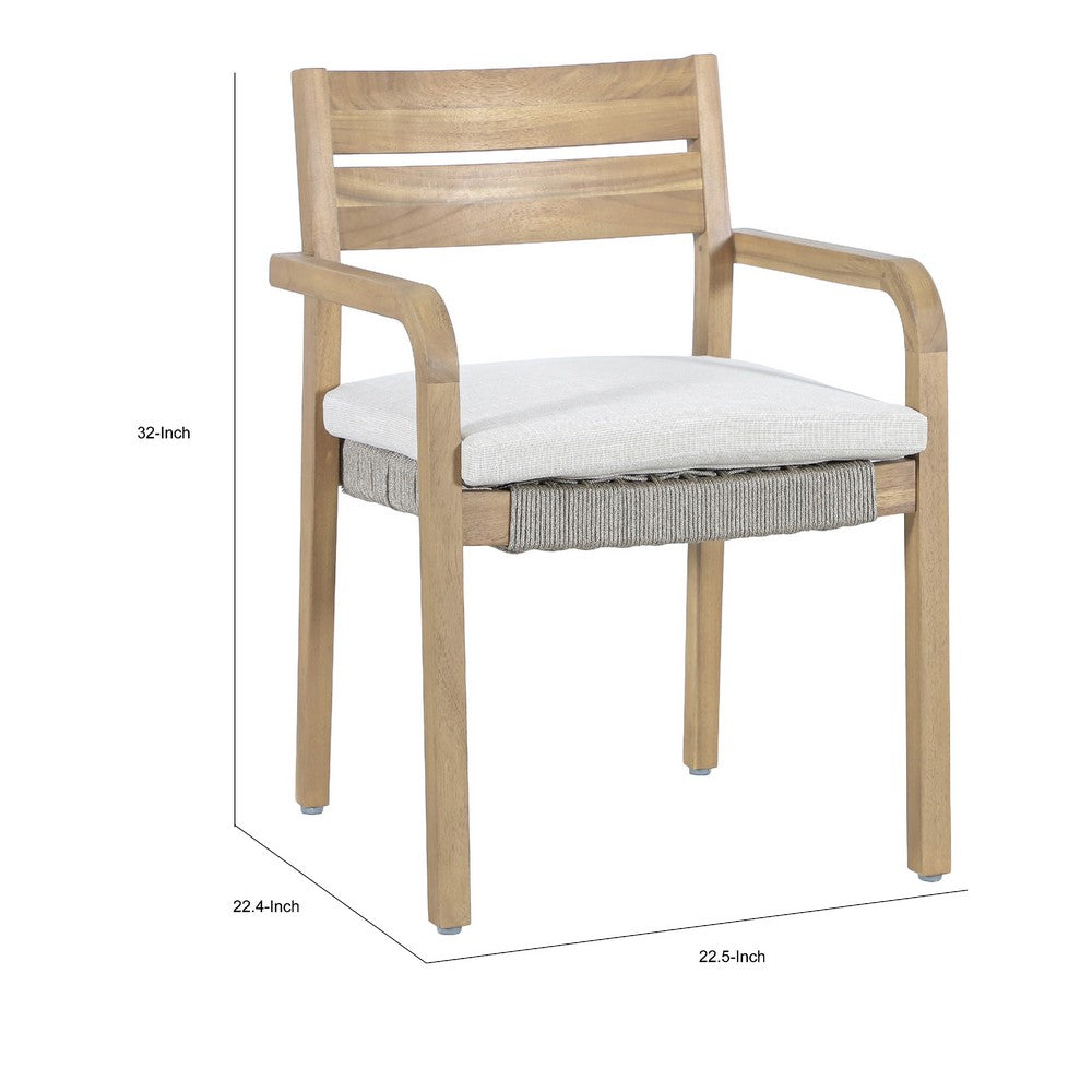 Arina Outdoor Dining Chair Set of 2 | Padded Seat | Gray Wicker | Brown